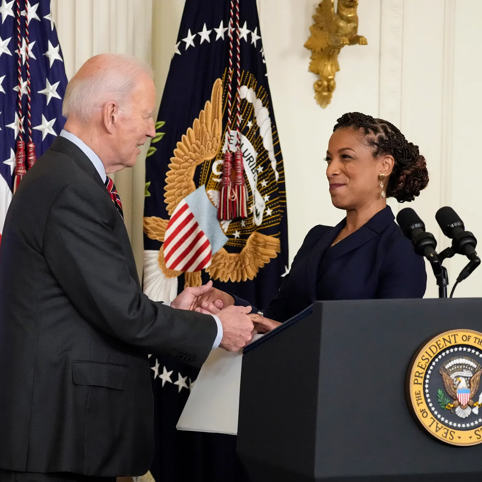 Natalie King and President Joe Biden at White House Women's Business Summit 